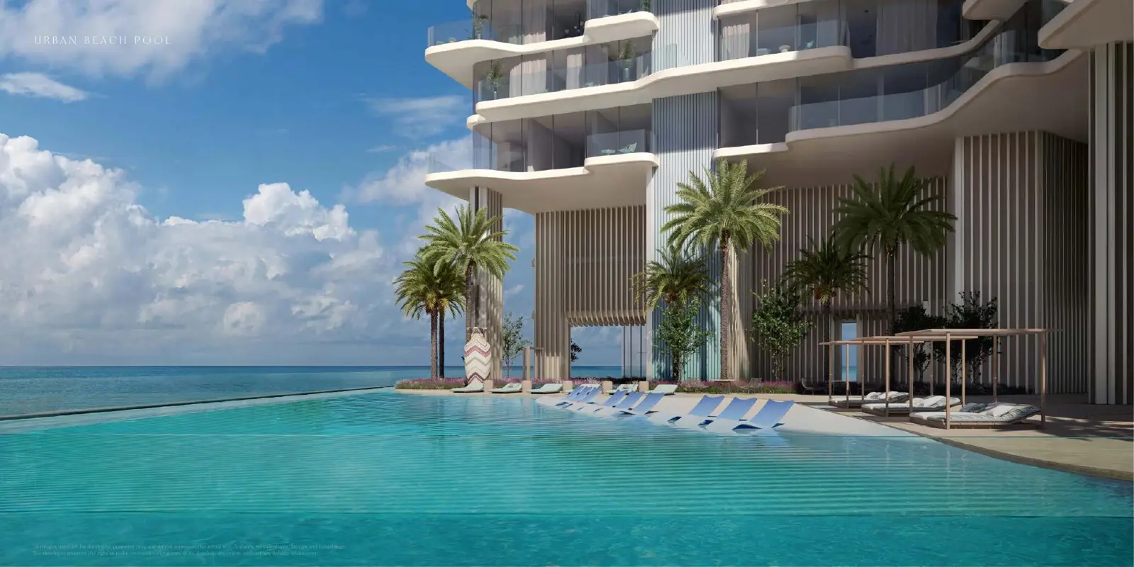Urban beach pool facing the sea