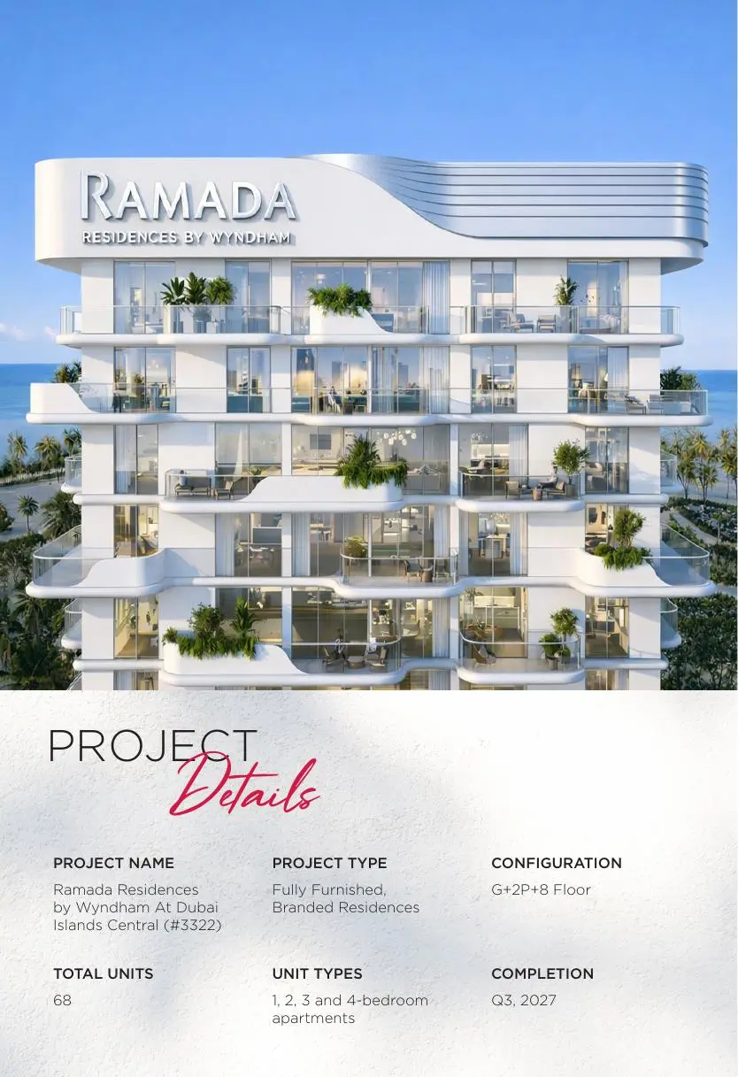 Tower facade with terraces and curved rooftop sign
