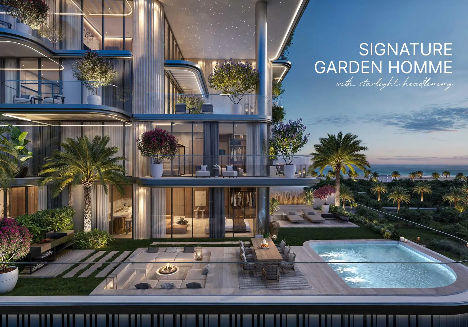 Garden home with terrace pool and starlight ceiling