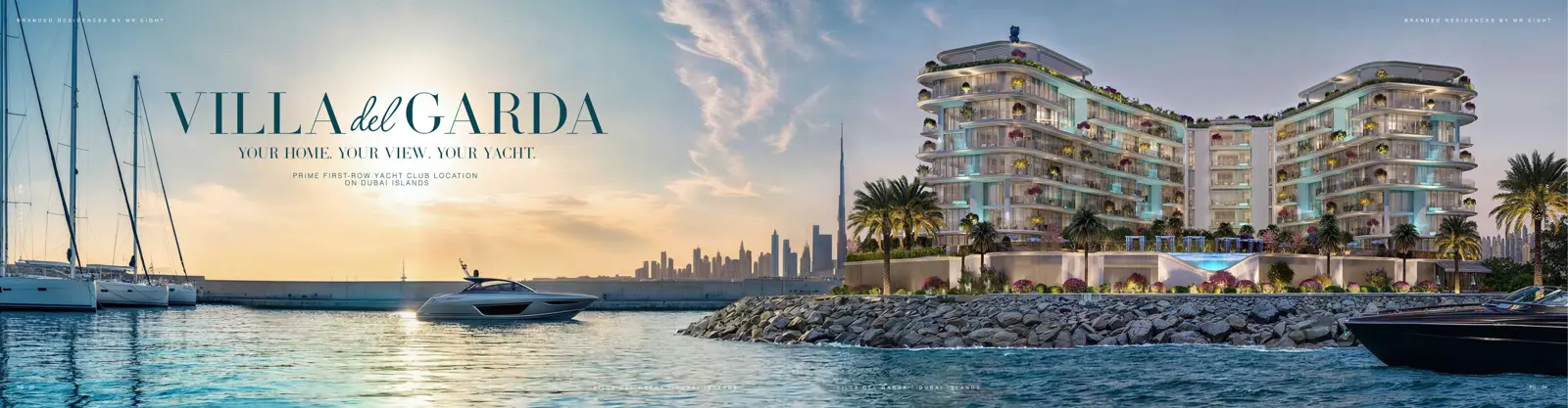 Residence at the marina with Dubai skyline behind