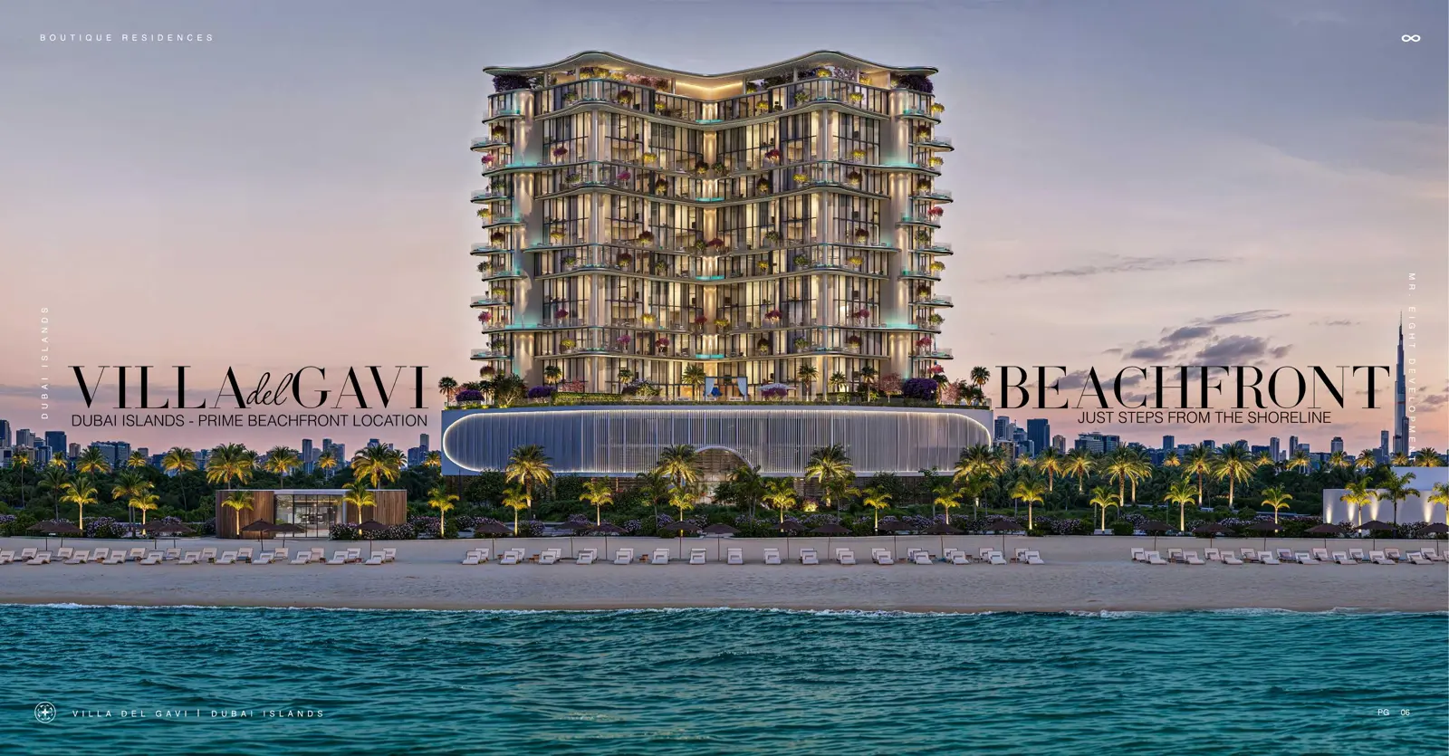 Full tower on the beachfront with palm trees