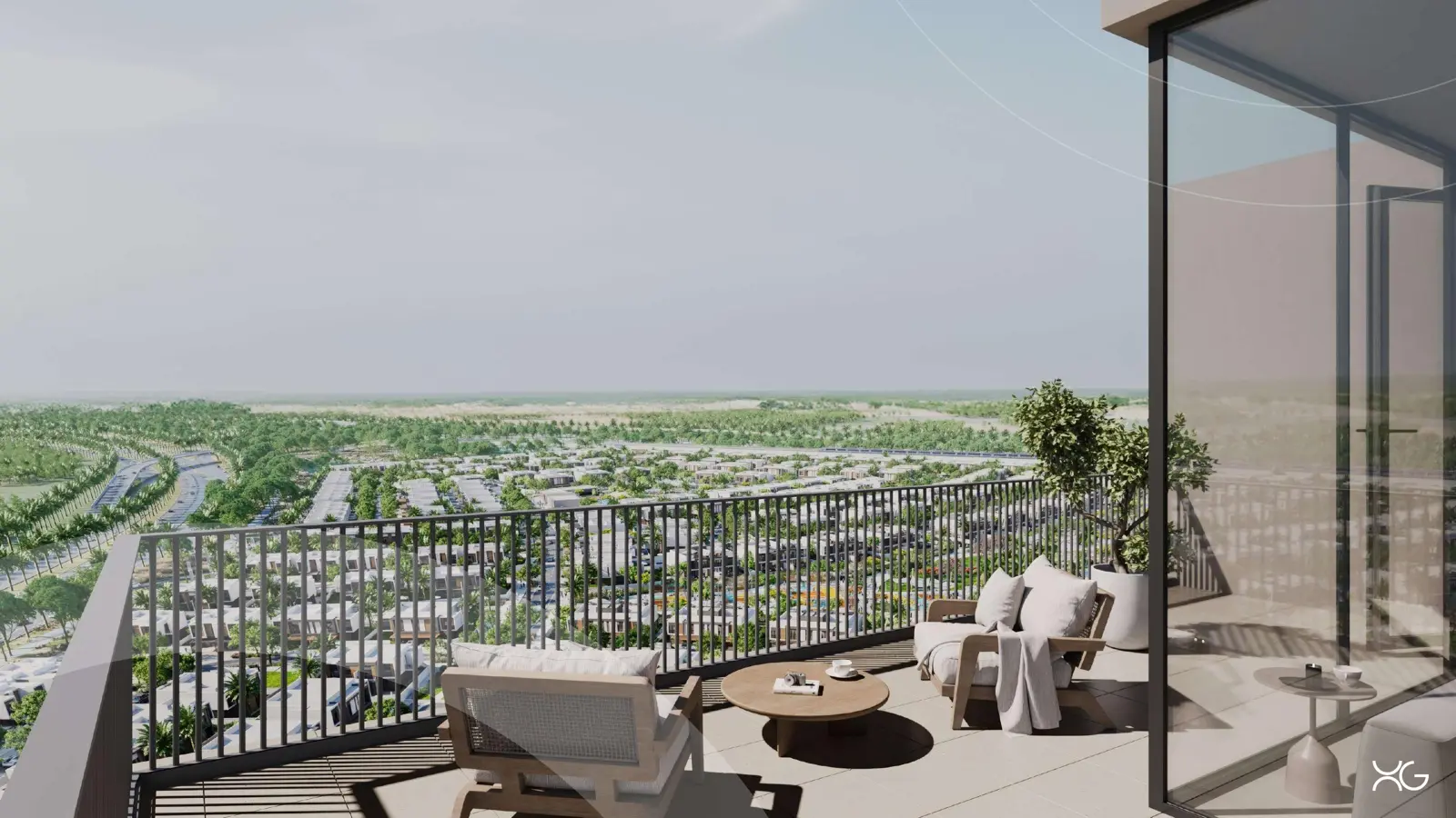 Balcony view over the community and landscape