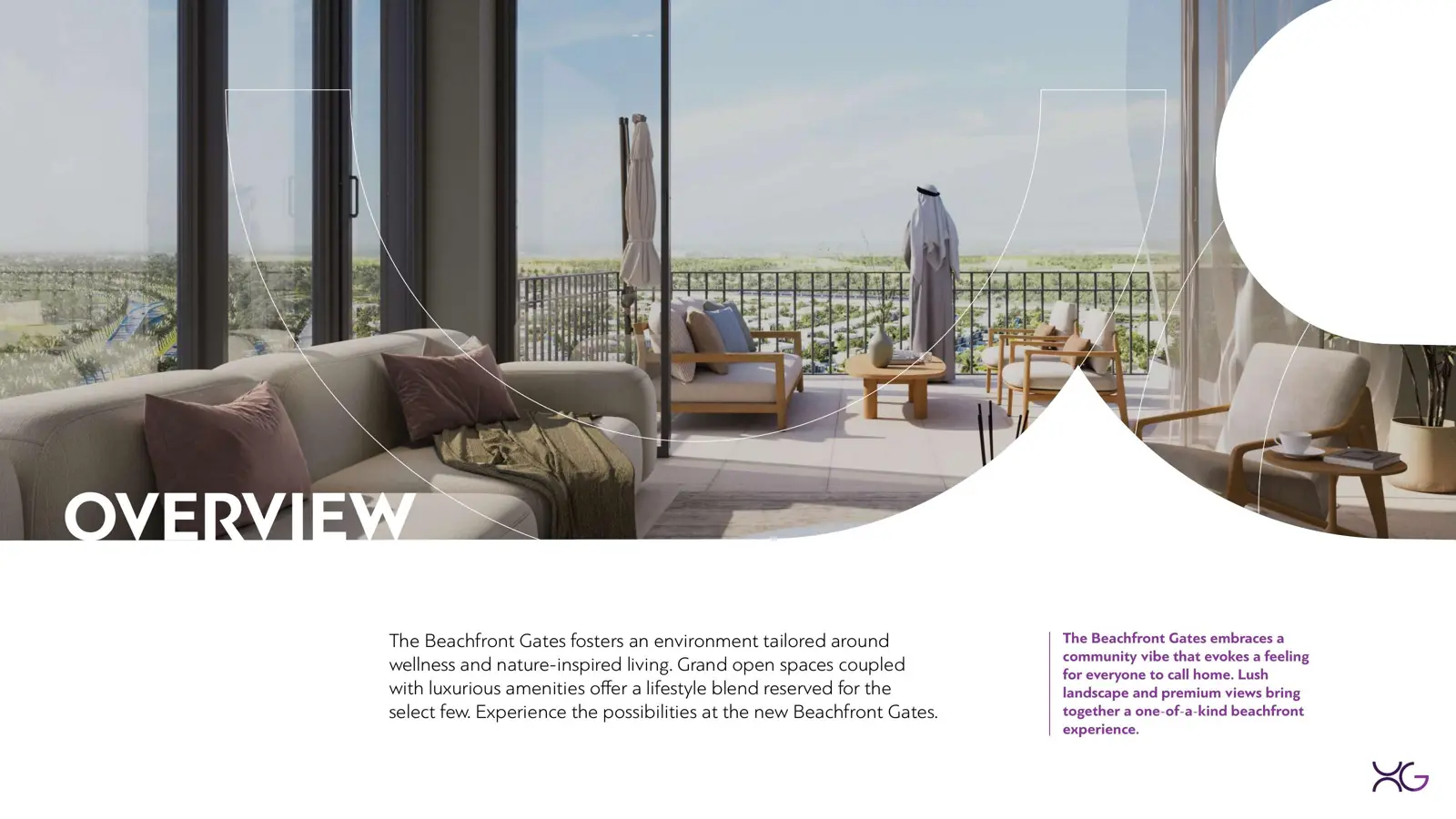 Living room opening onto a terrace with view