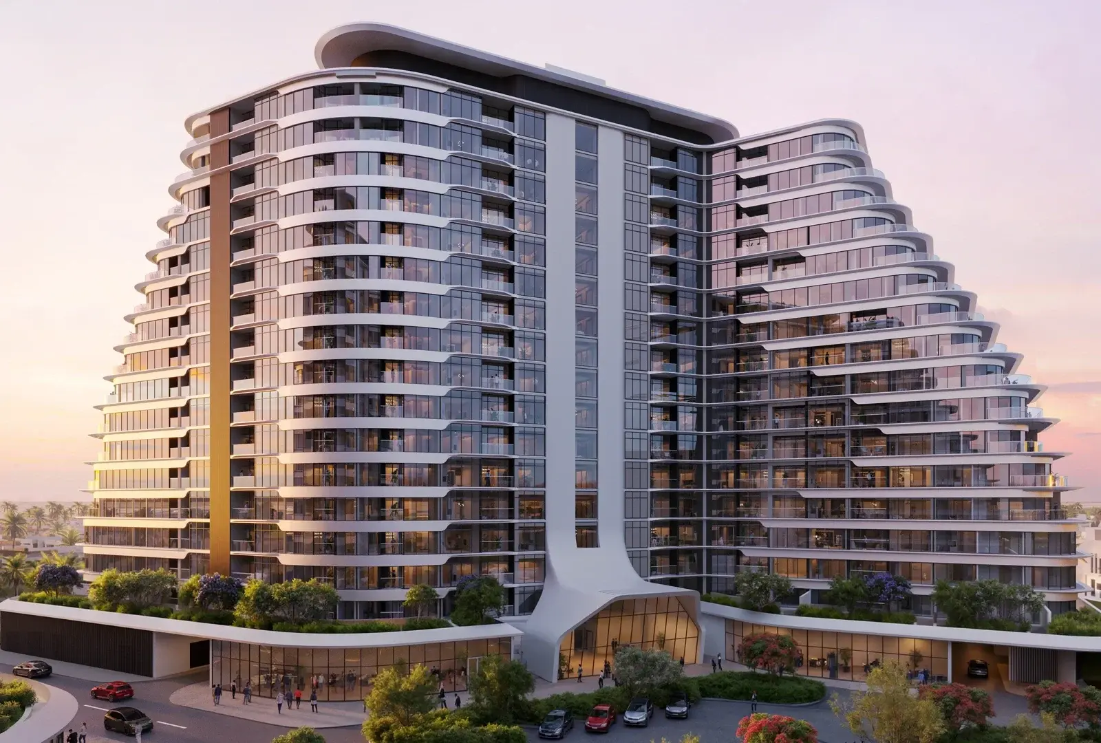 Stepped Cascada towers rising from a podium