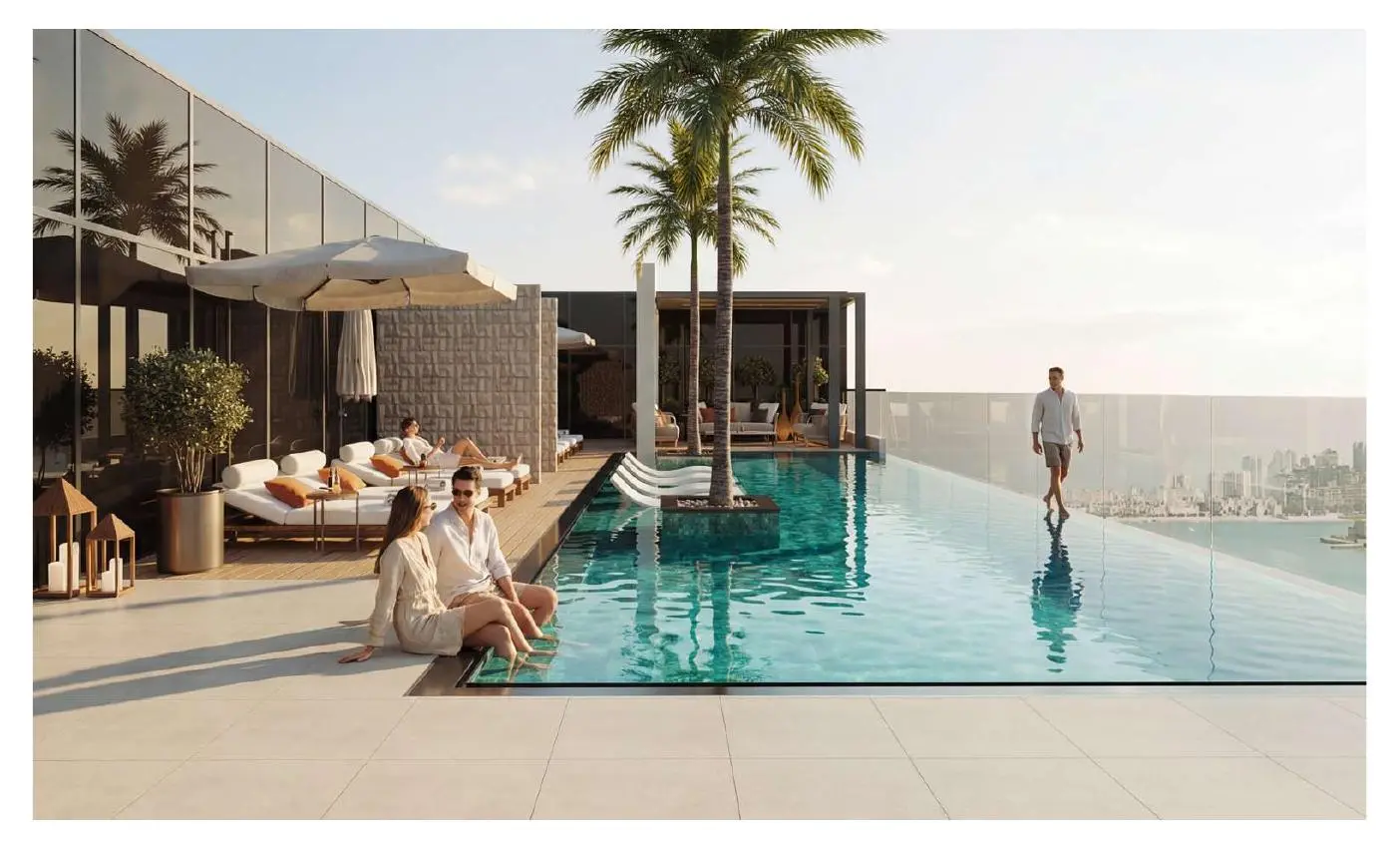 Infinity pool on the roof with city view