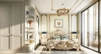 Classic bedroom with paneled walls