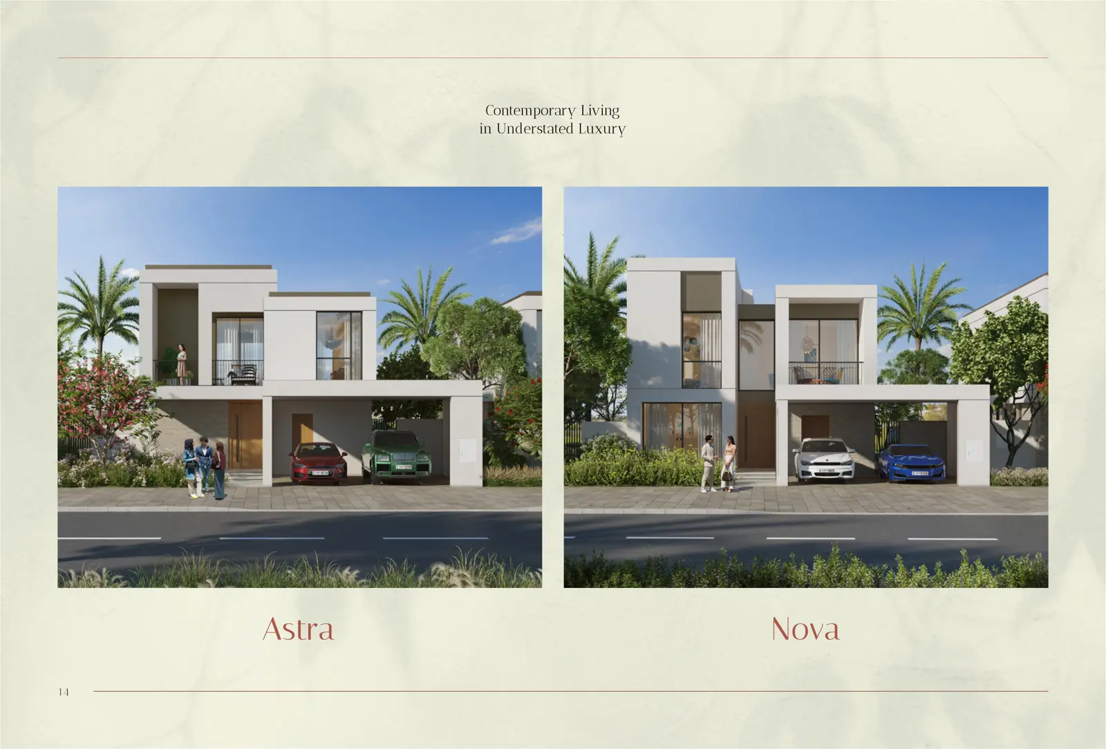 Astra and Nova villa front elevations