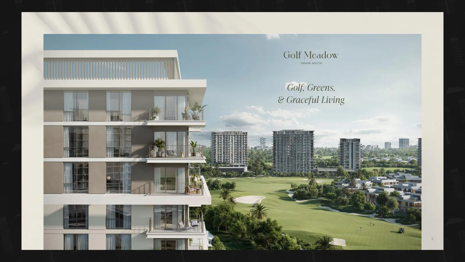 Tower balconies facing the golf course