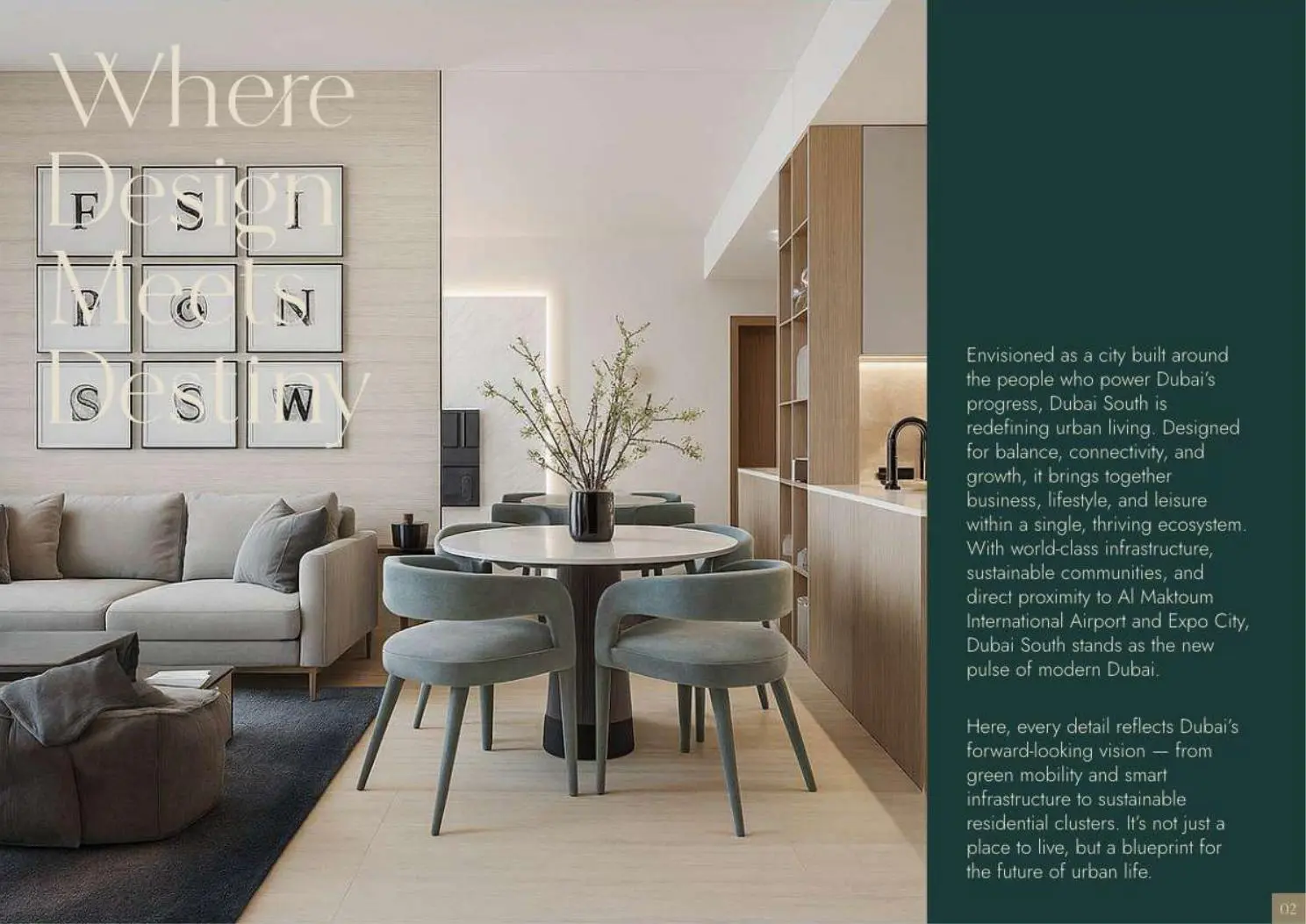 Living and dining area with kitchen