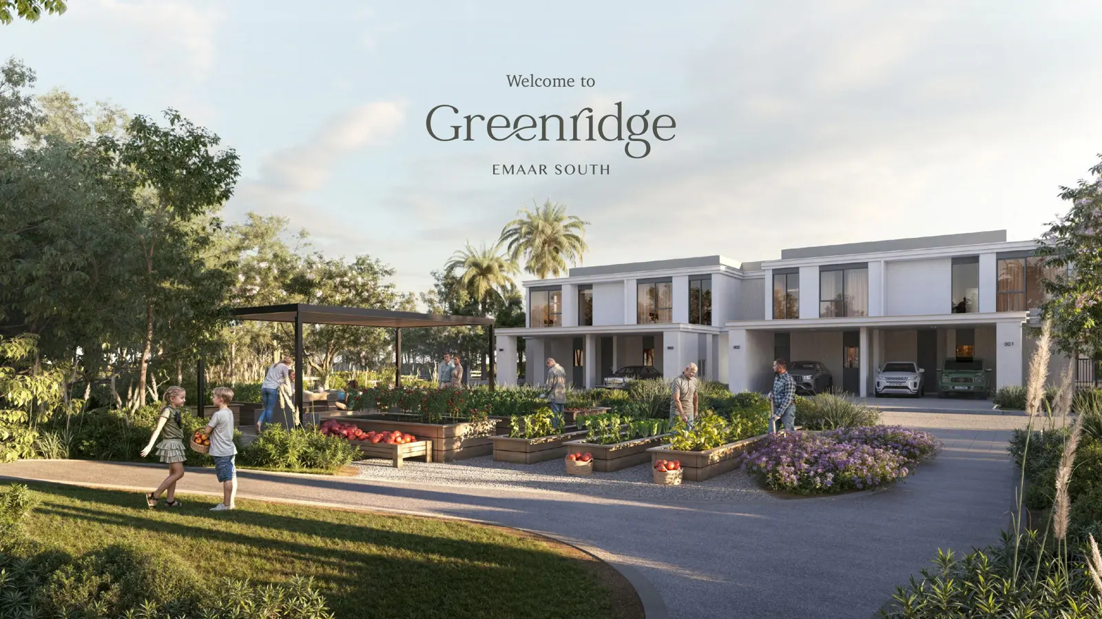 Townhouses with community vegetable garden