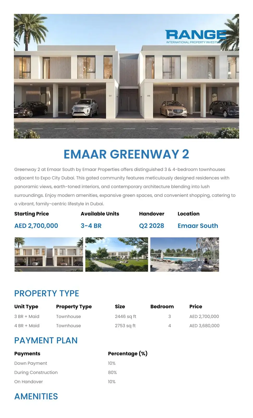 Townhouse facade render with cars
