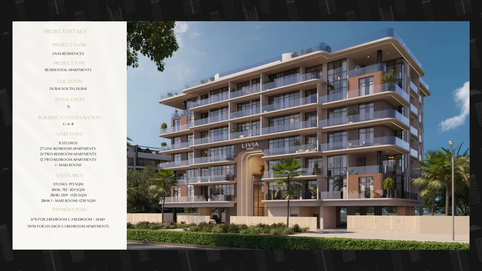 Seven-storey Livia building with curved balconies