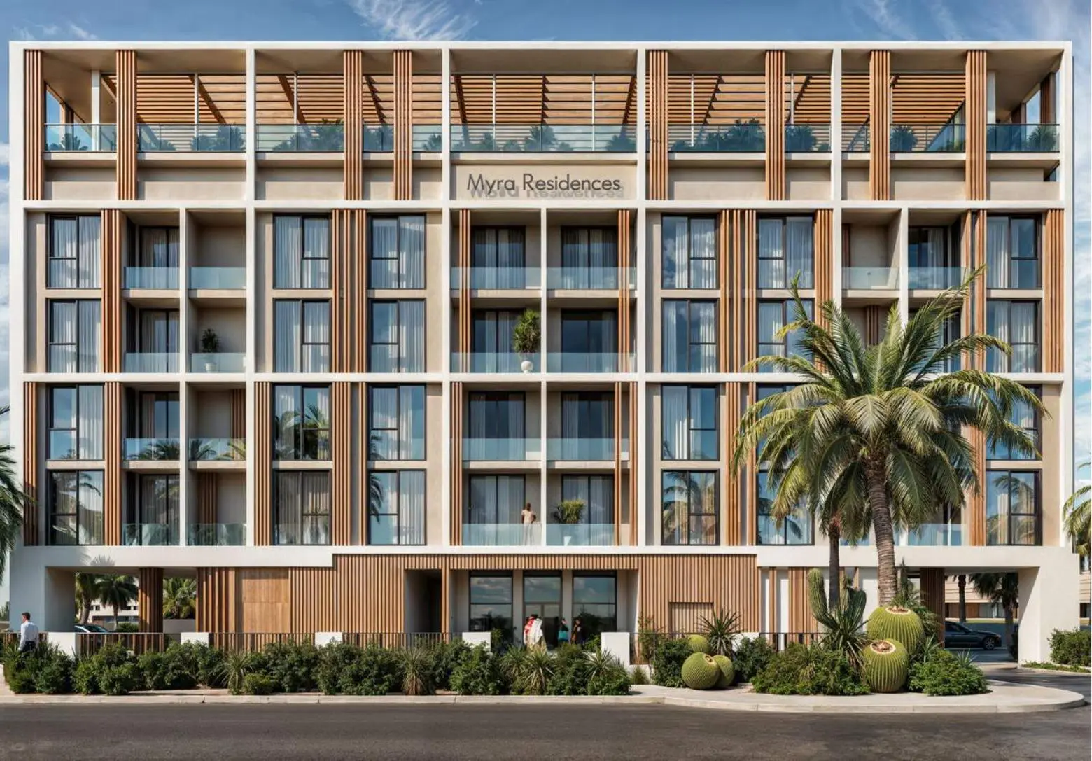 Front facade of the Myra Residences building