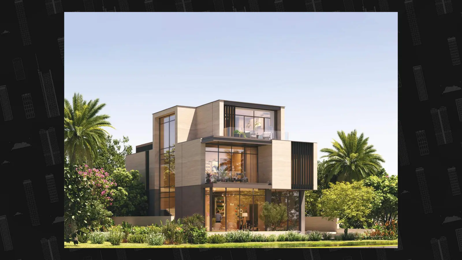 Three-storey 6-bedroom villa seen among palms