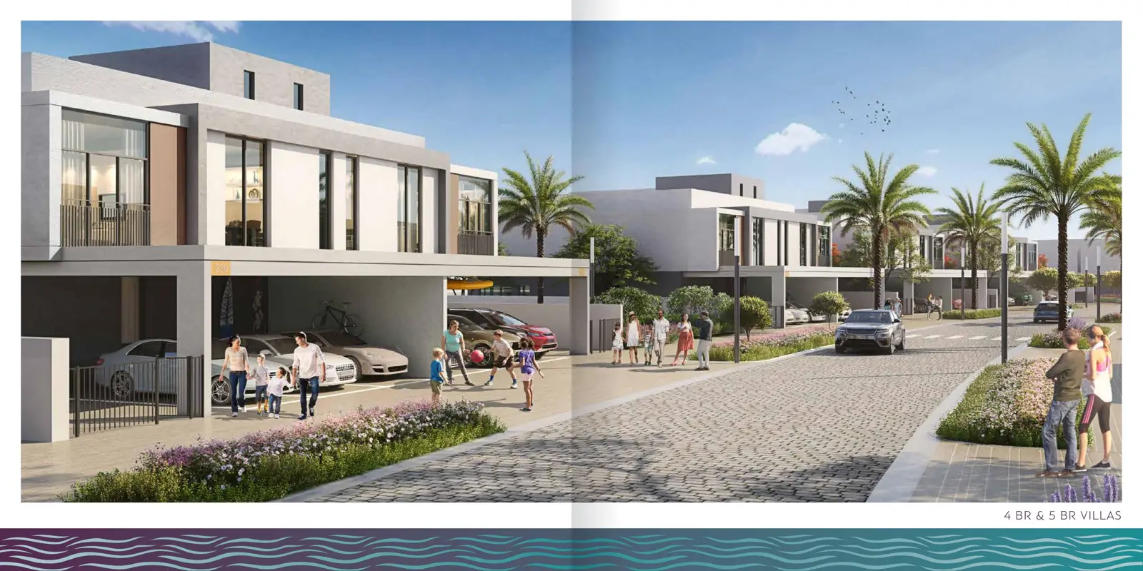 Street with 4 and 5 bedroom villas