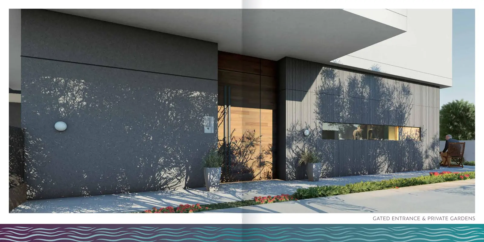Villa gated entrance and private garden