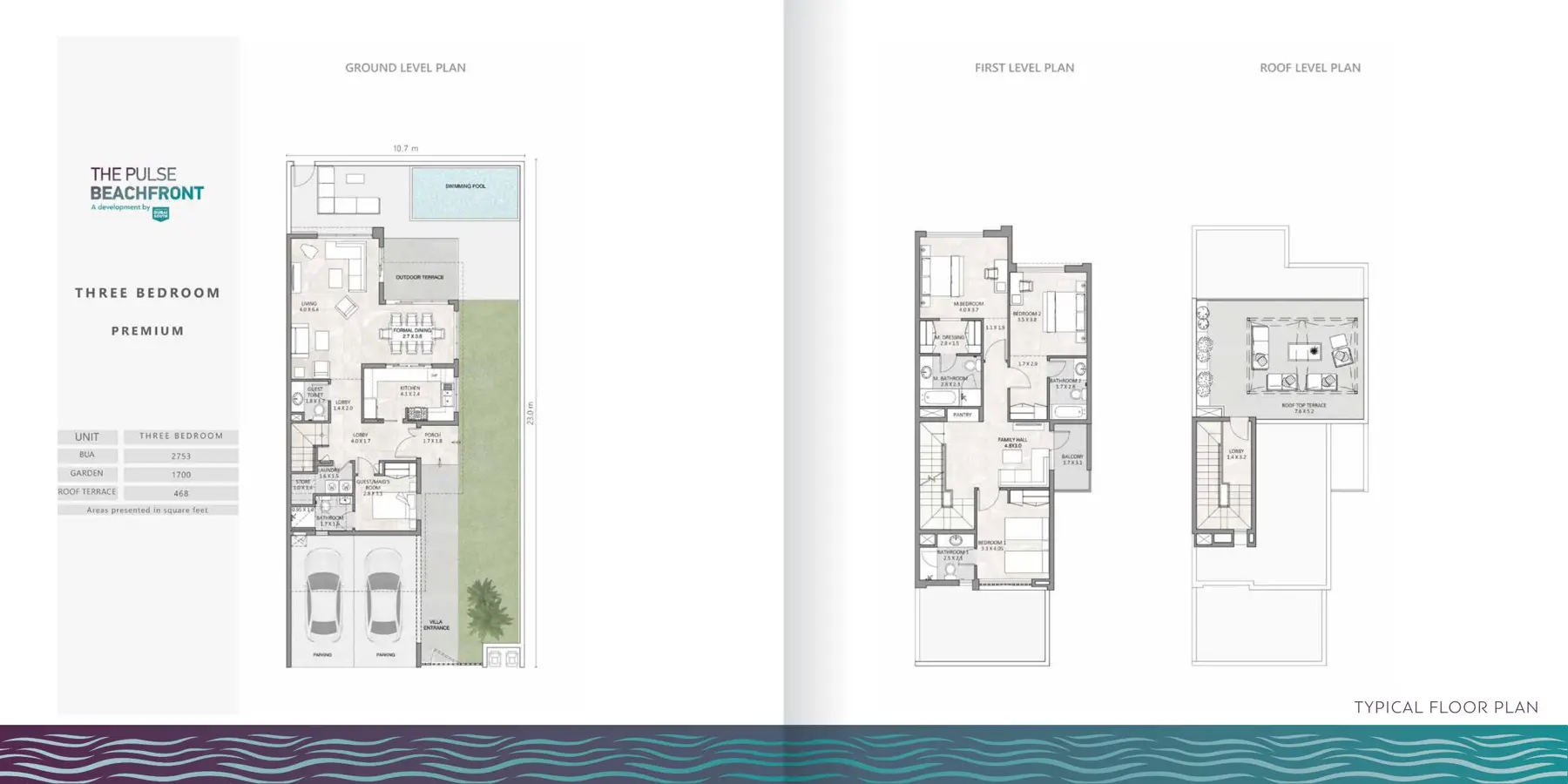 Premium three-bedroom villa plan