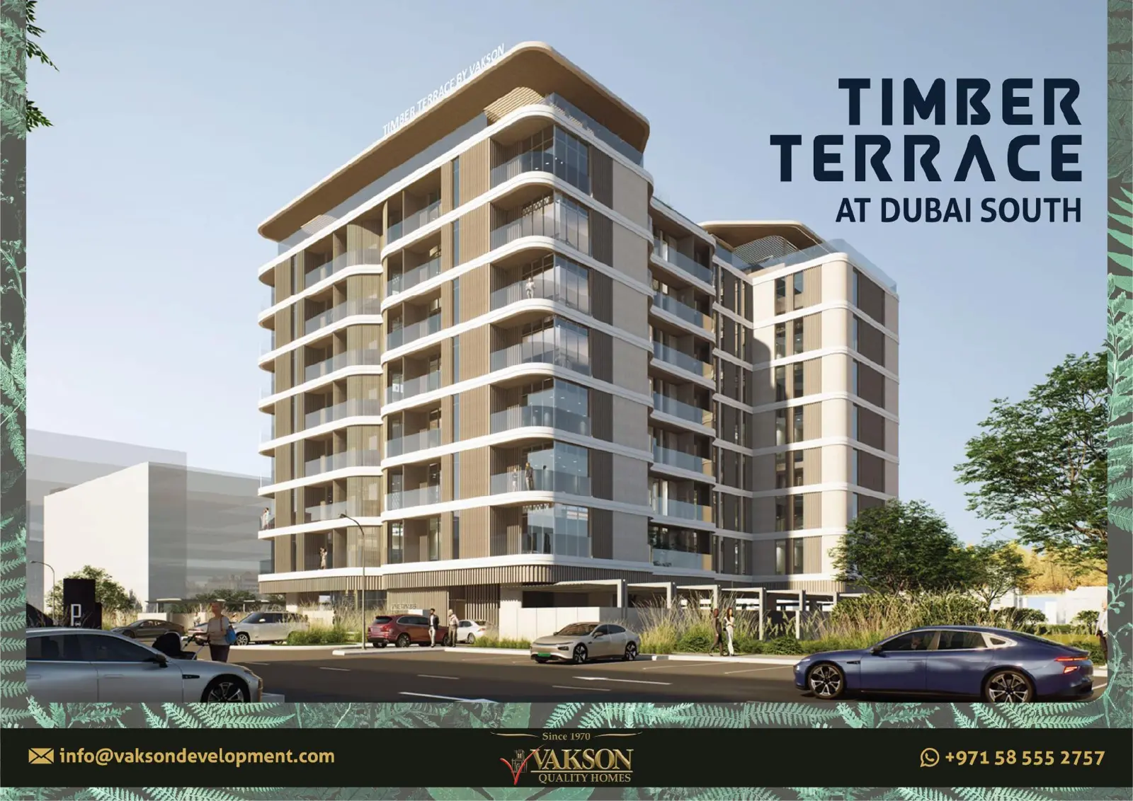 Brochure cover with tower exterior render