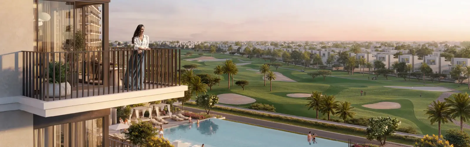 Balcony and pool deck above the golf course