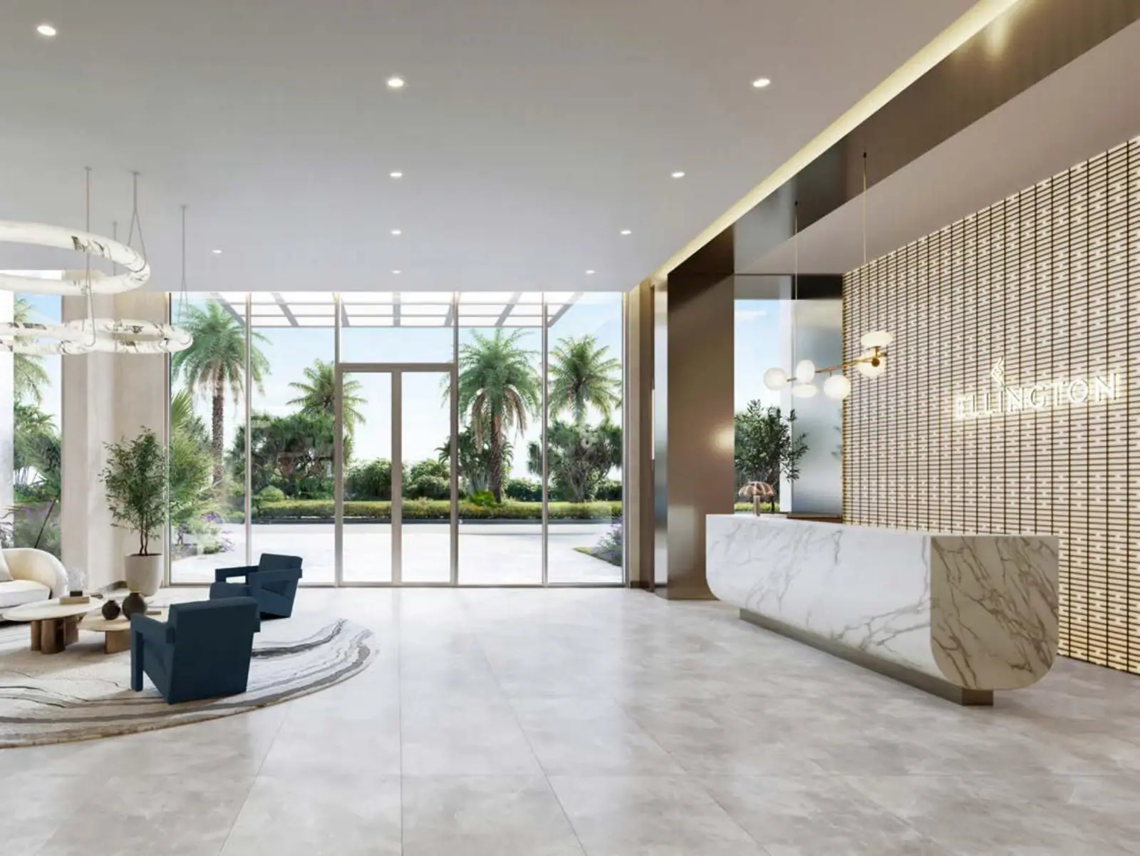 Entrance lobby with marble reception desk