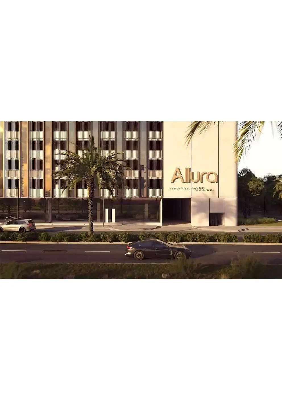 Street-level view of the Allura building entrance