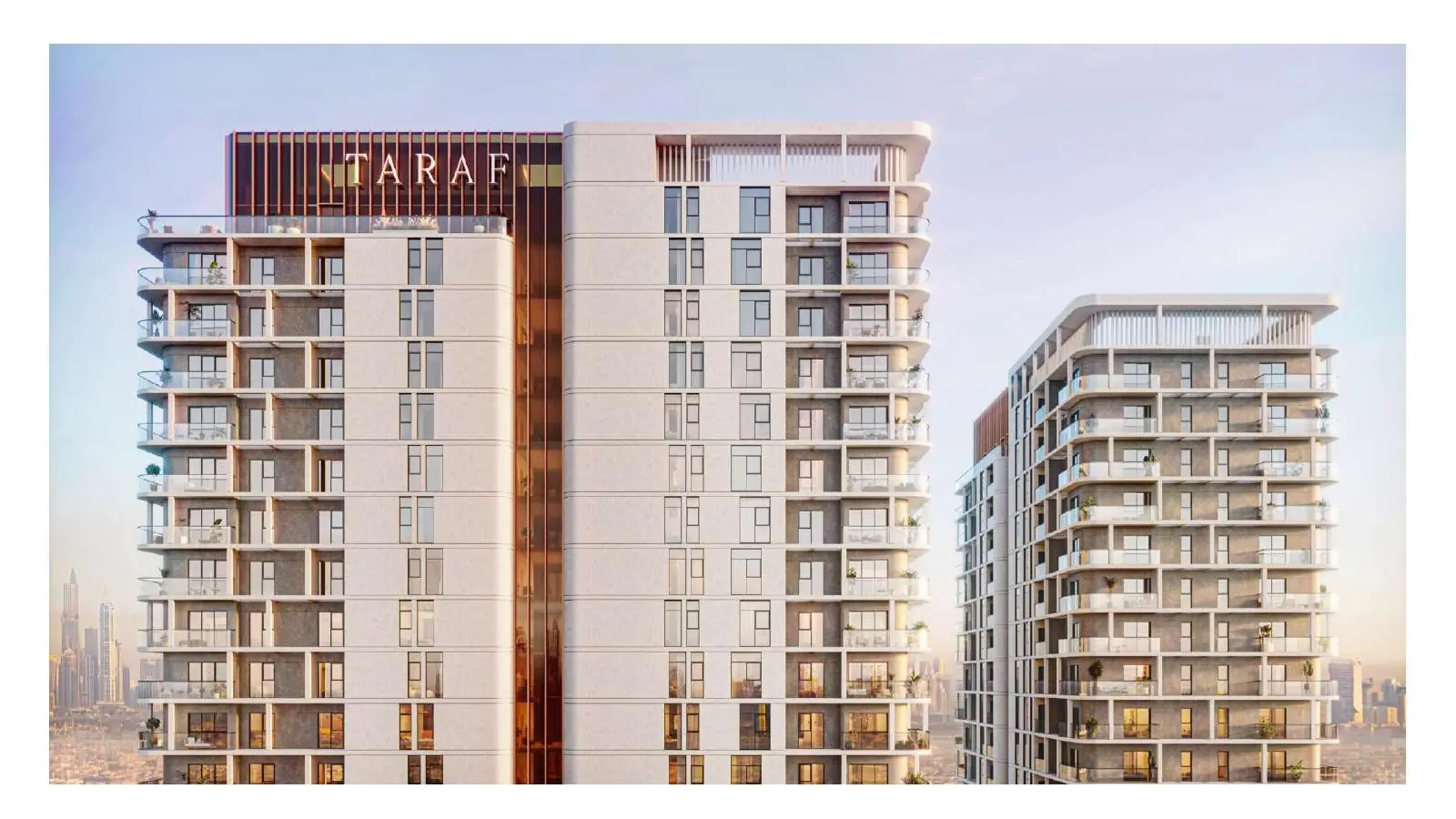 Upper floors of both towers with Taraf sign