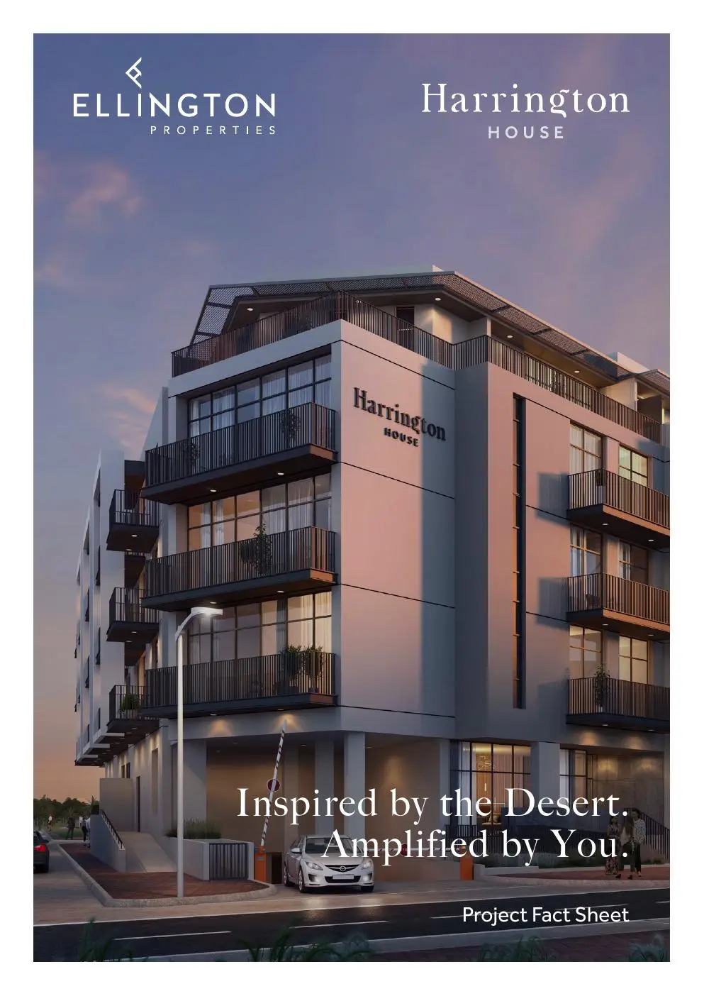 Factsheet cover with building at dusk
