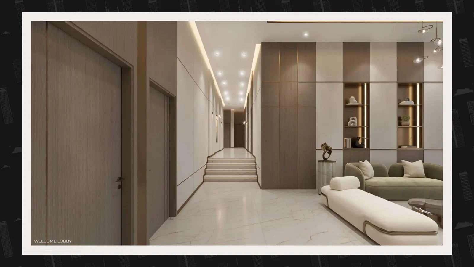 Lobby corridor with lounge seating