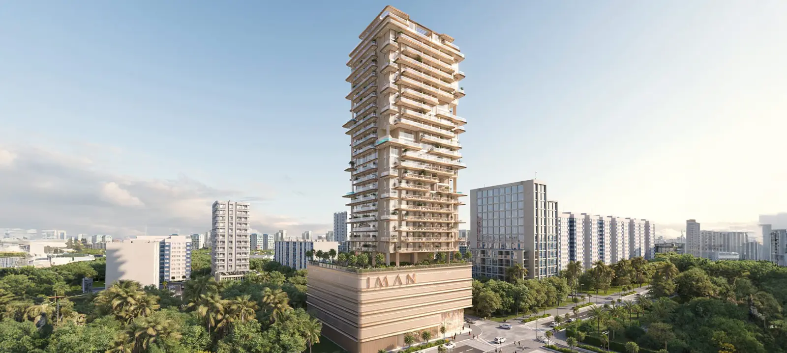 Tower with podium seen from a distance