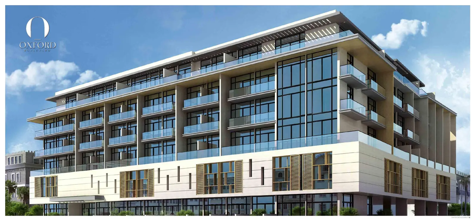 Seven-storey Oxford Boulevard building with glass balconies