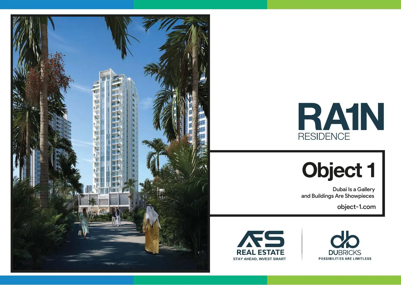 Brochure cover with the tower seen through palms