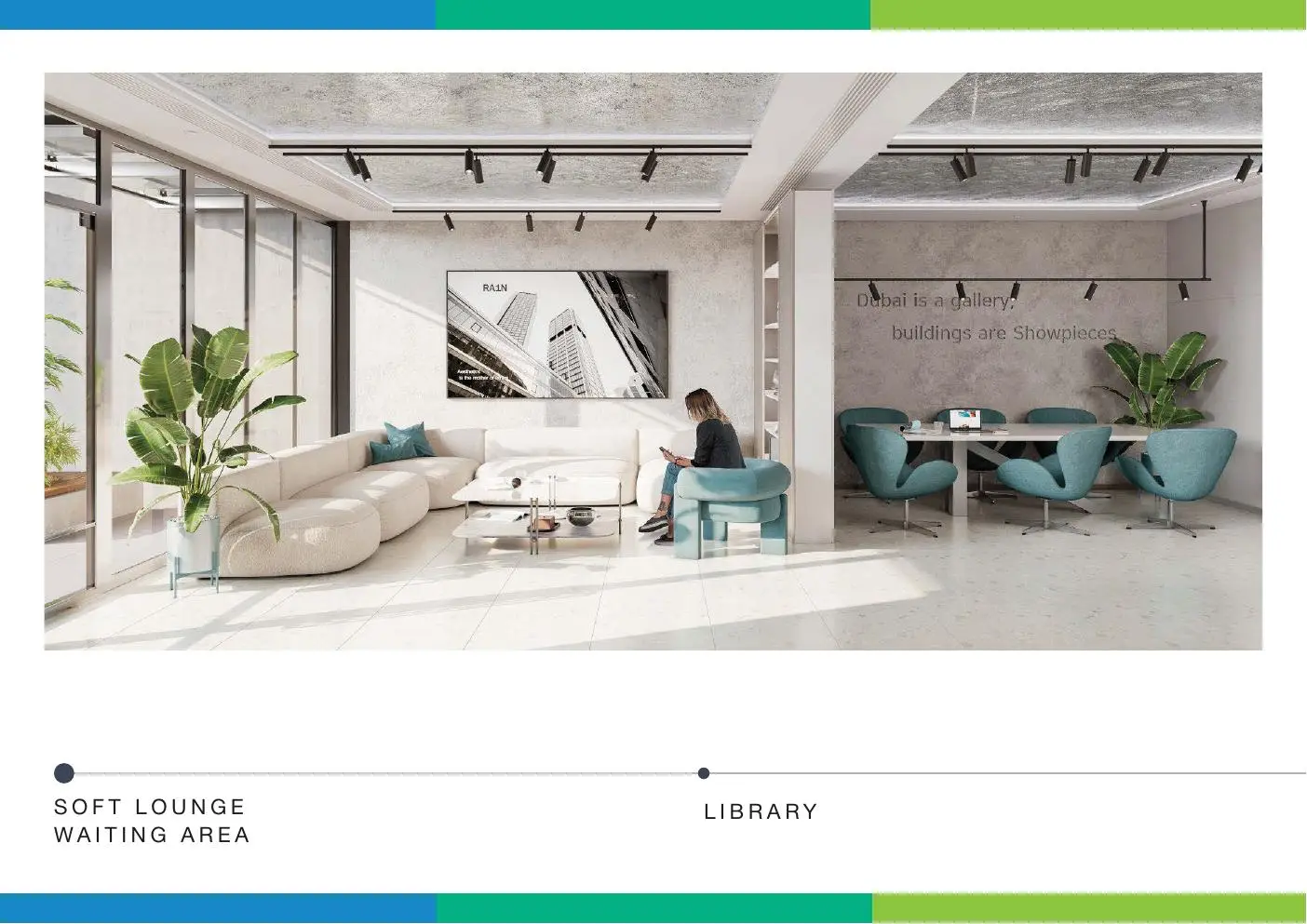 Lobby lounge with sofa and library table