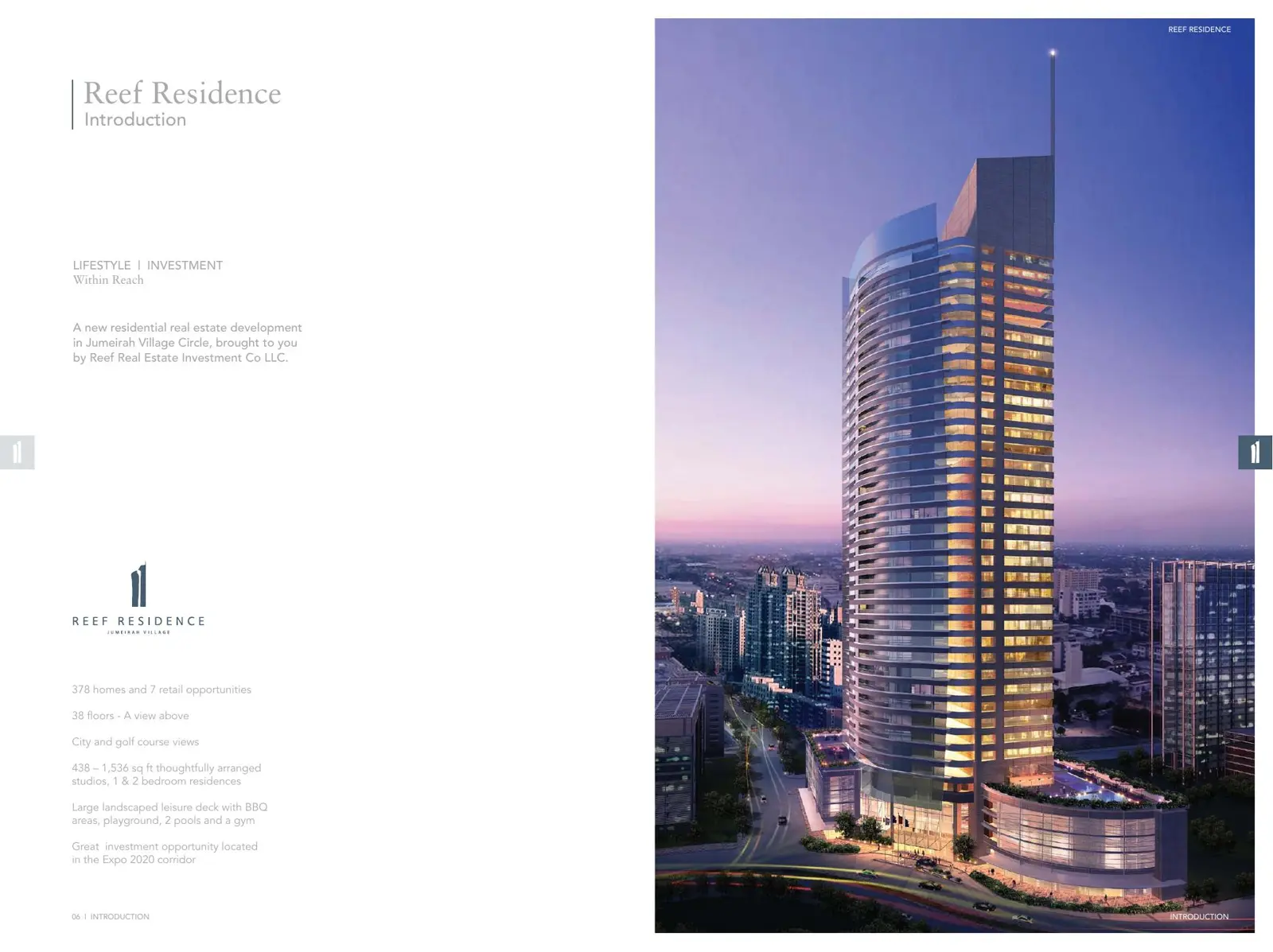 Tower at dusk with introduction text