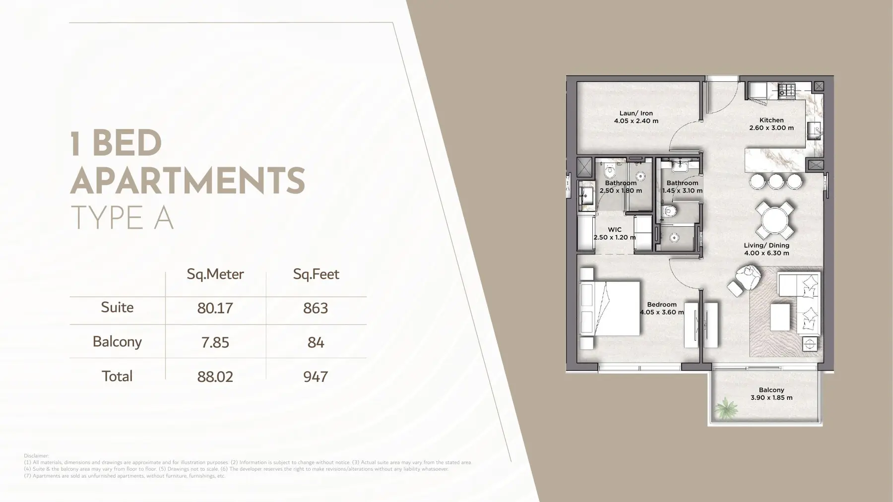 One-bedroom Type A unit plan