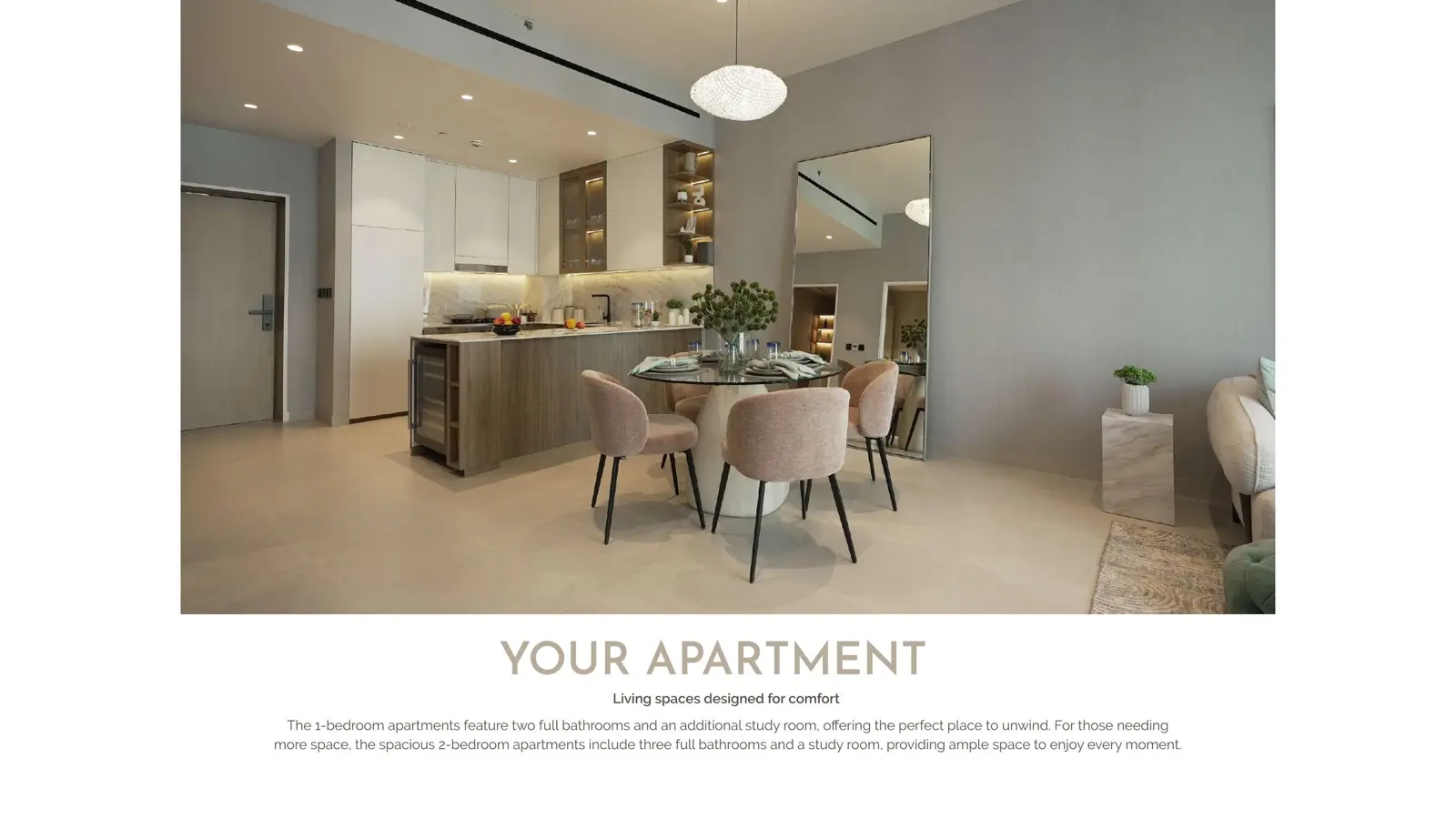 Kitchen and dining area of an apartment