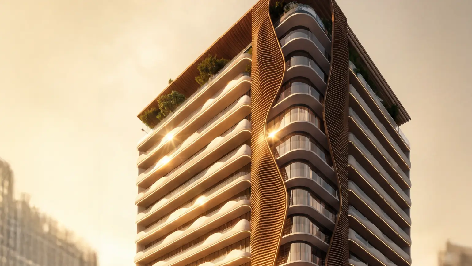 Upper tower at golden sunset light