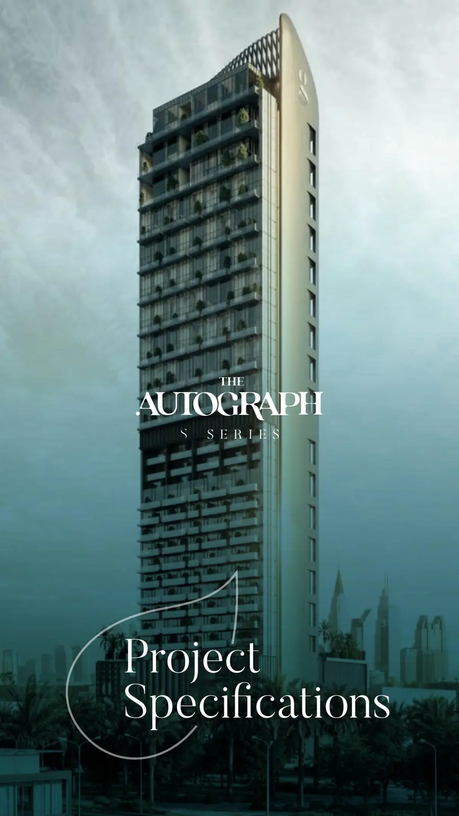 Full tower with curved crown and planted balconies