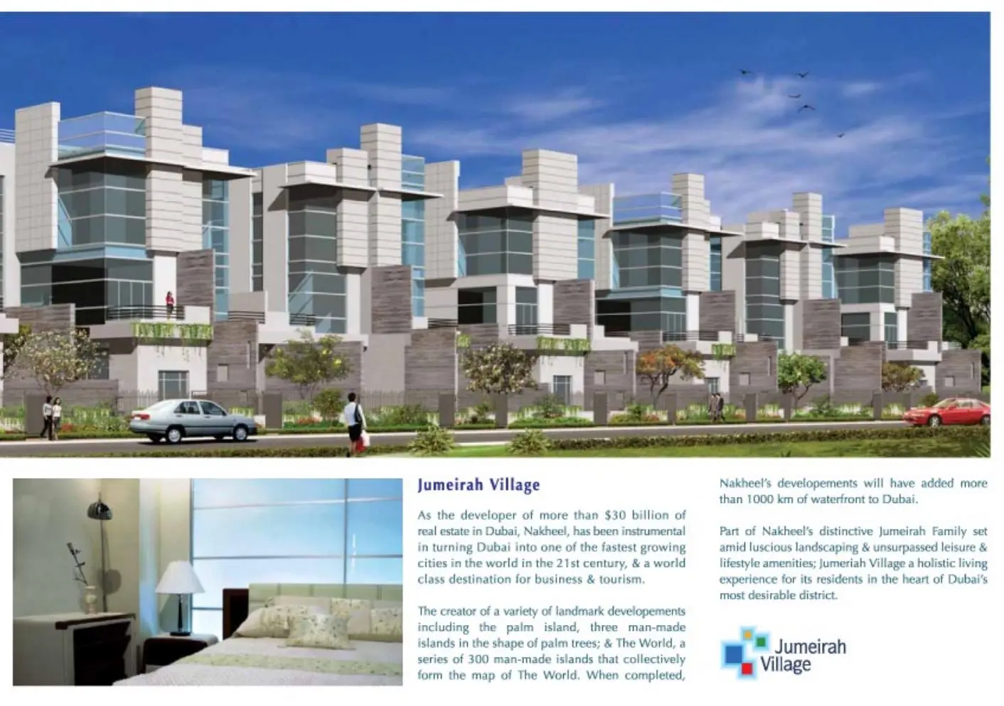 Row of modern townhouses with street view