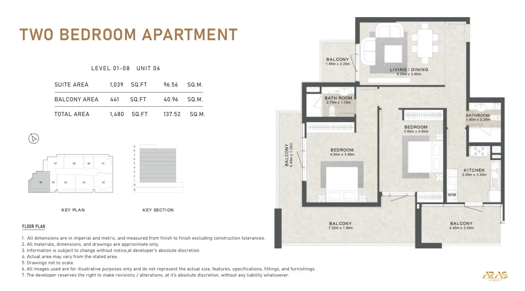 Two bedroom floor plan, unit 06