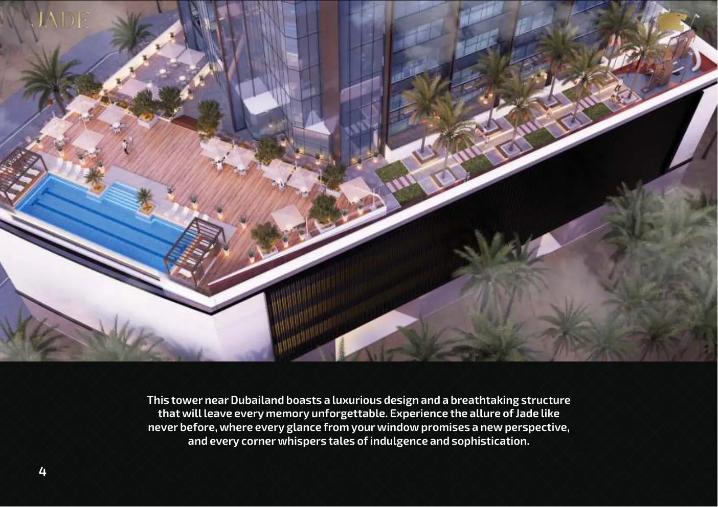 Aerial view of podium pool deck