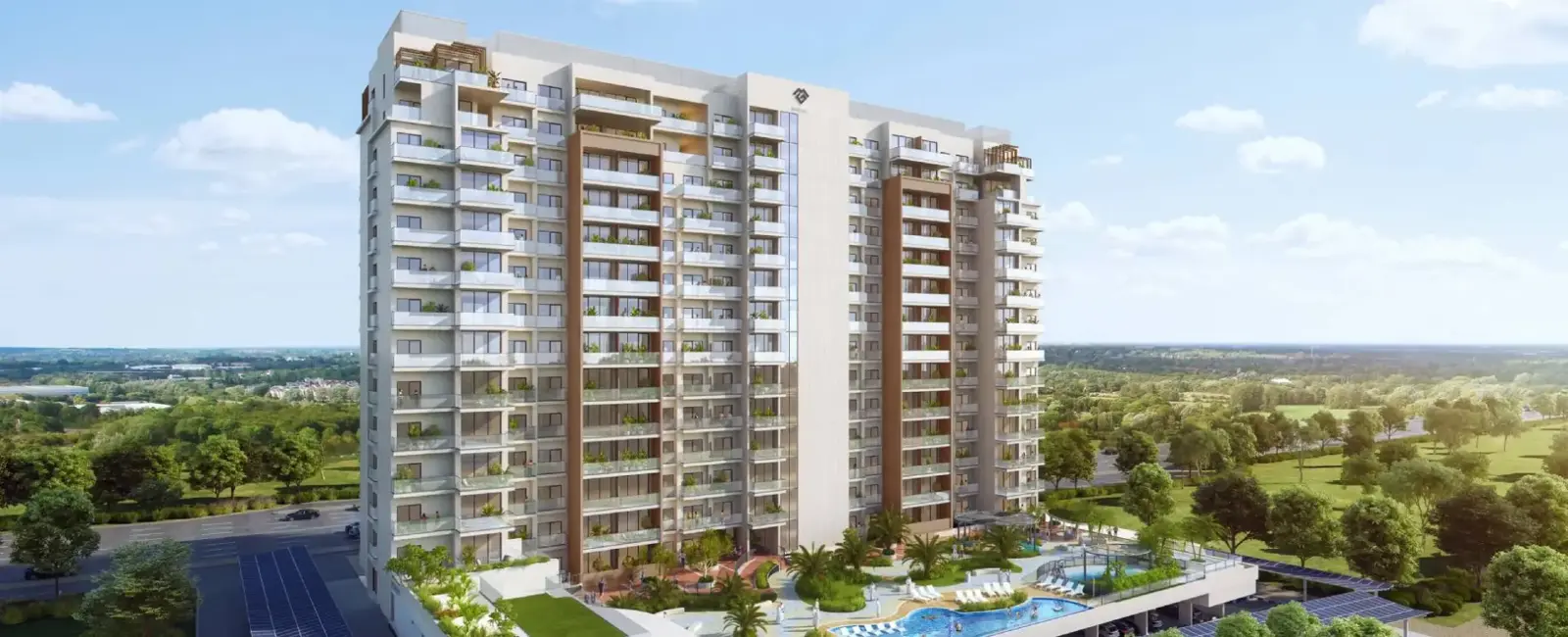Project picture: The Haven Tower B. The Haven II tower above the pool deck