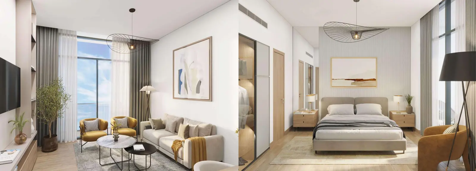 Apartment living room and bedroom
