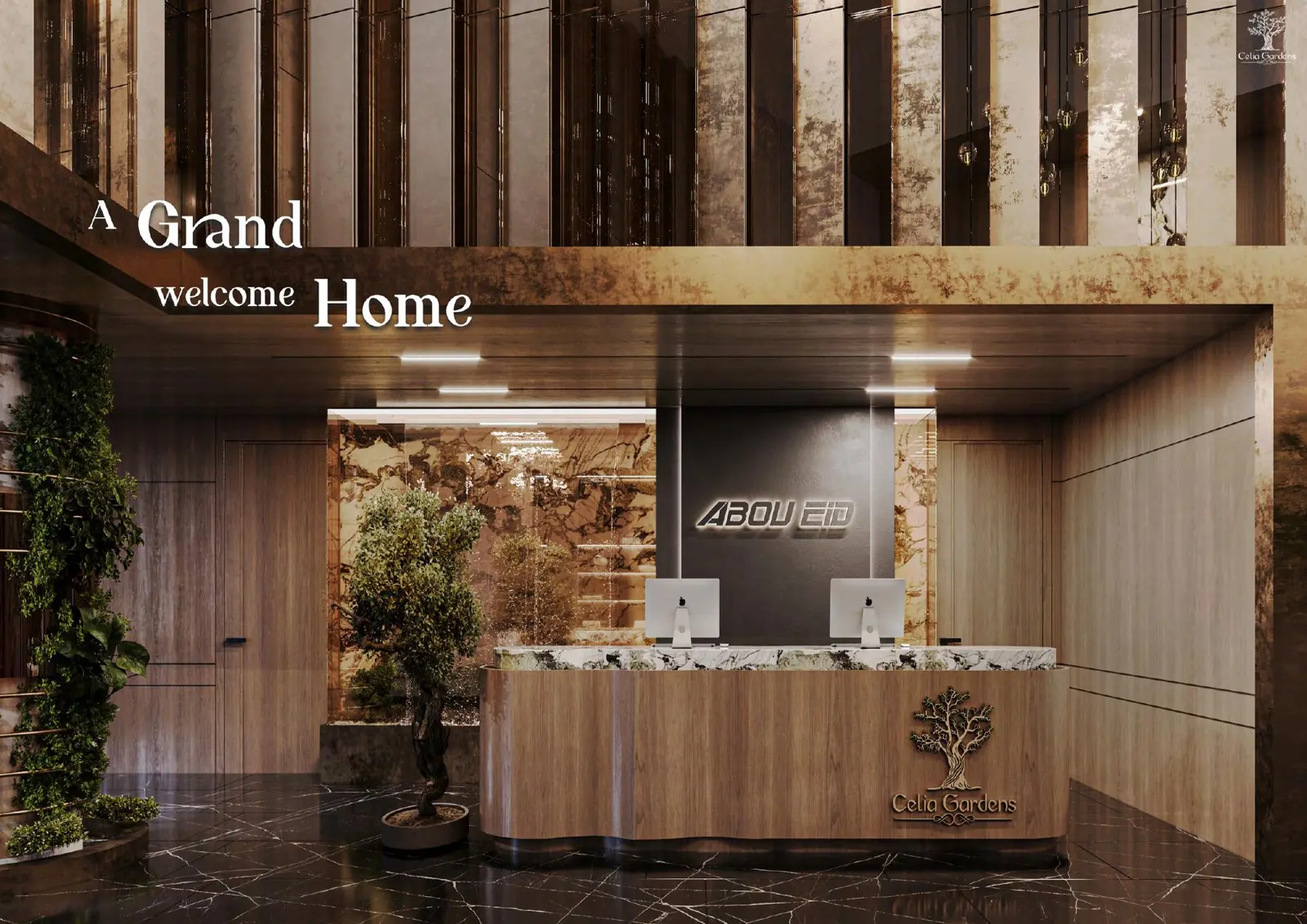 Reception desk in the lobby