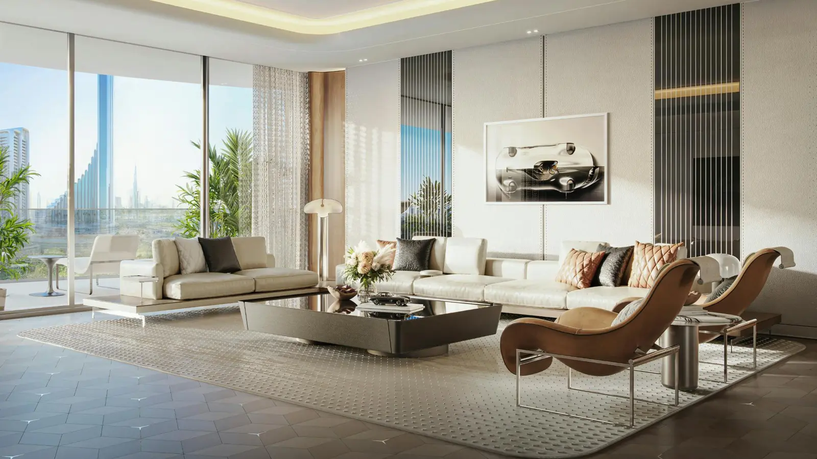 Living room with city view