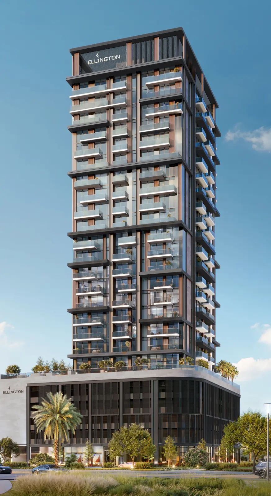 Tower facade seen from street level