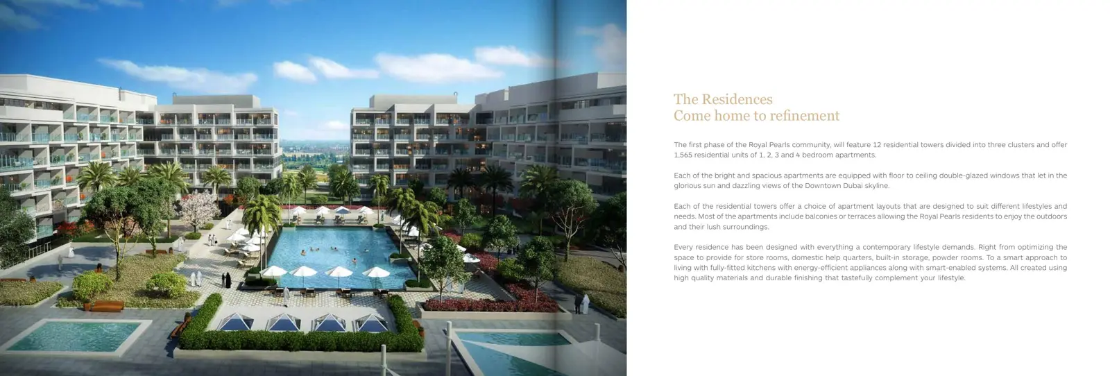 Courtyard pool surrounded by residential blocks