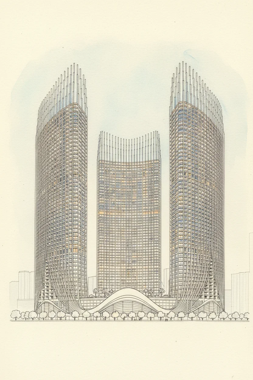Drawing of Binghatti Skyrise Tower A