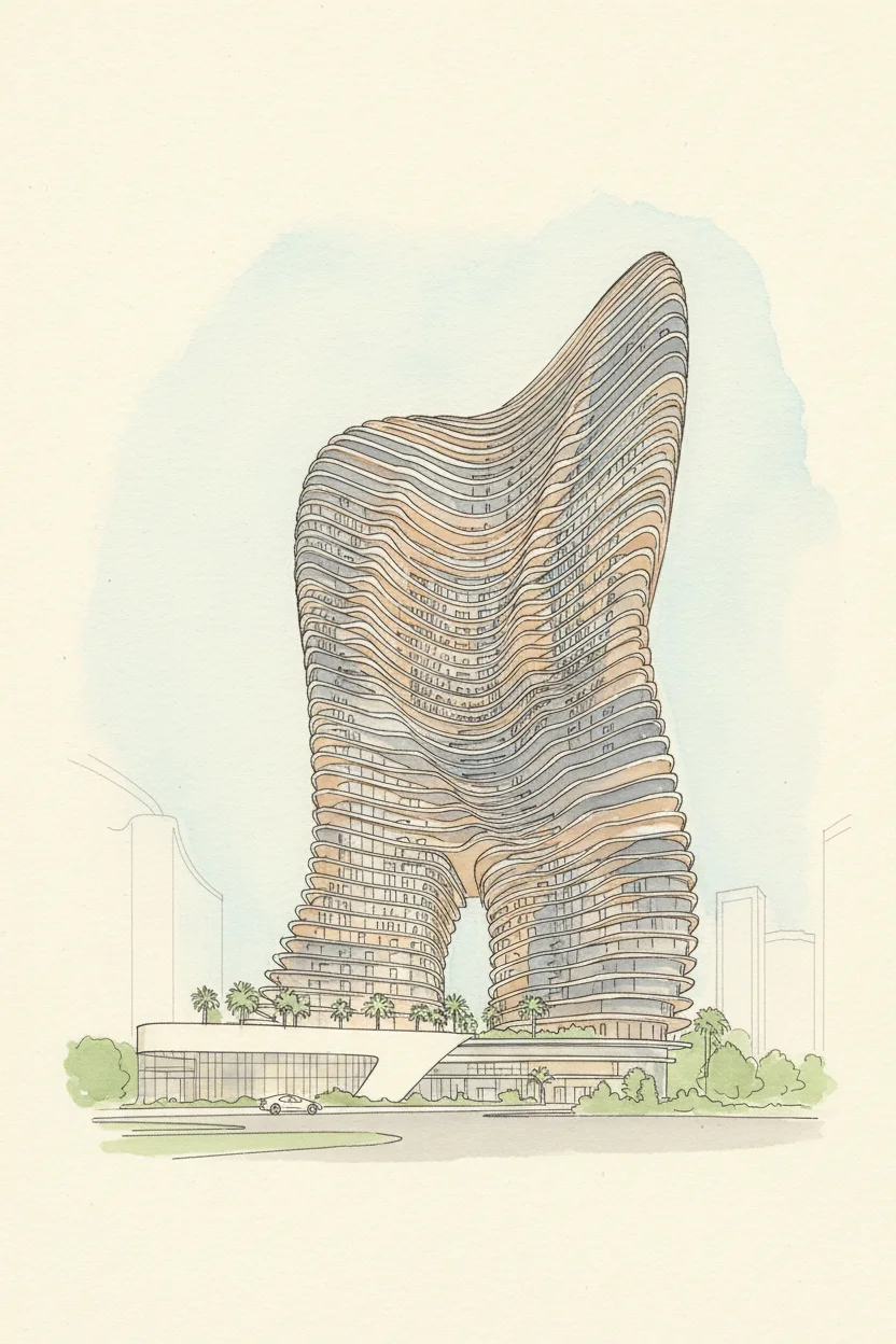 Drawing of Bugatti Residences By Binghatti