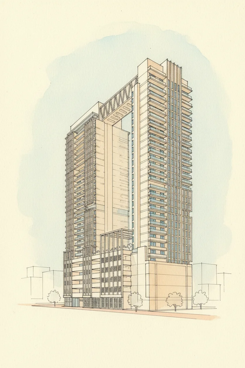Drawing of Bloom Towers Podium