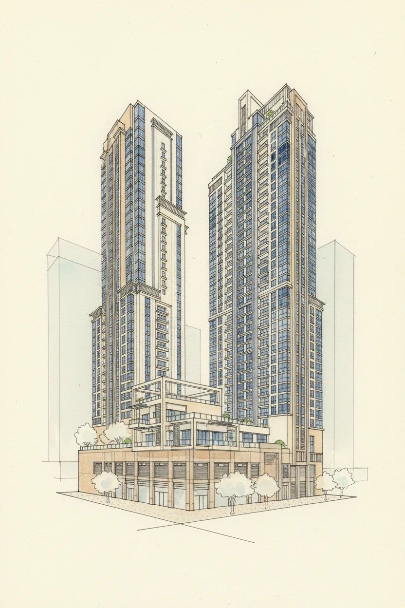 Drawing of Executive Towers, Plaza Boutique 15